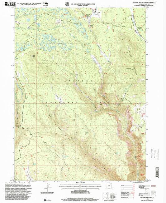 Classic USGS Taylor Mountain Utah 7.5'x7.5' Topo Map Image