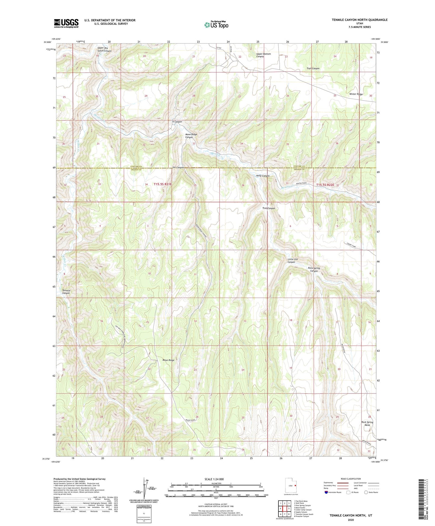 Tenmile Canyon North Utah US Topo Map Image