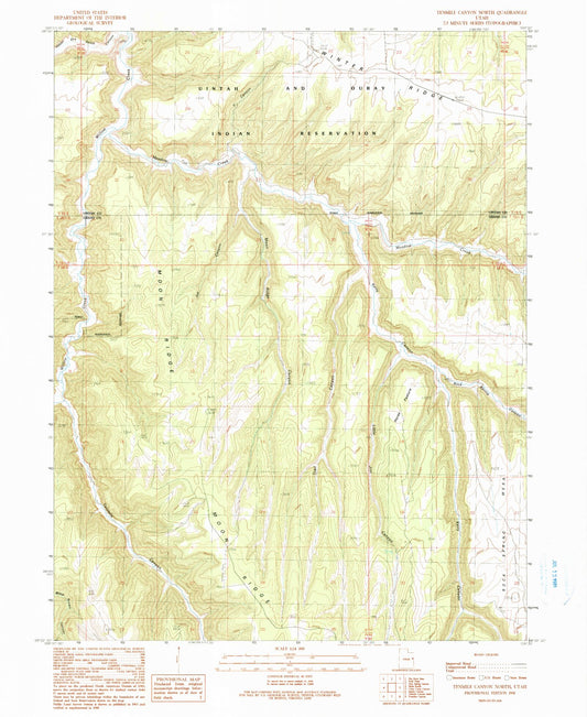Classic USGS Tenmile Canyon North Utah 7.5'x7.5' Topo Map Image