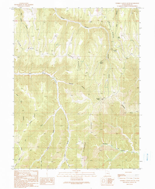 Classic USGS Tenmile Canyon South Utah 7.5'x7.5' Topo Map Image