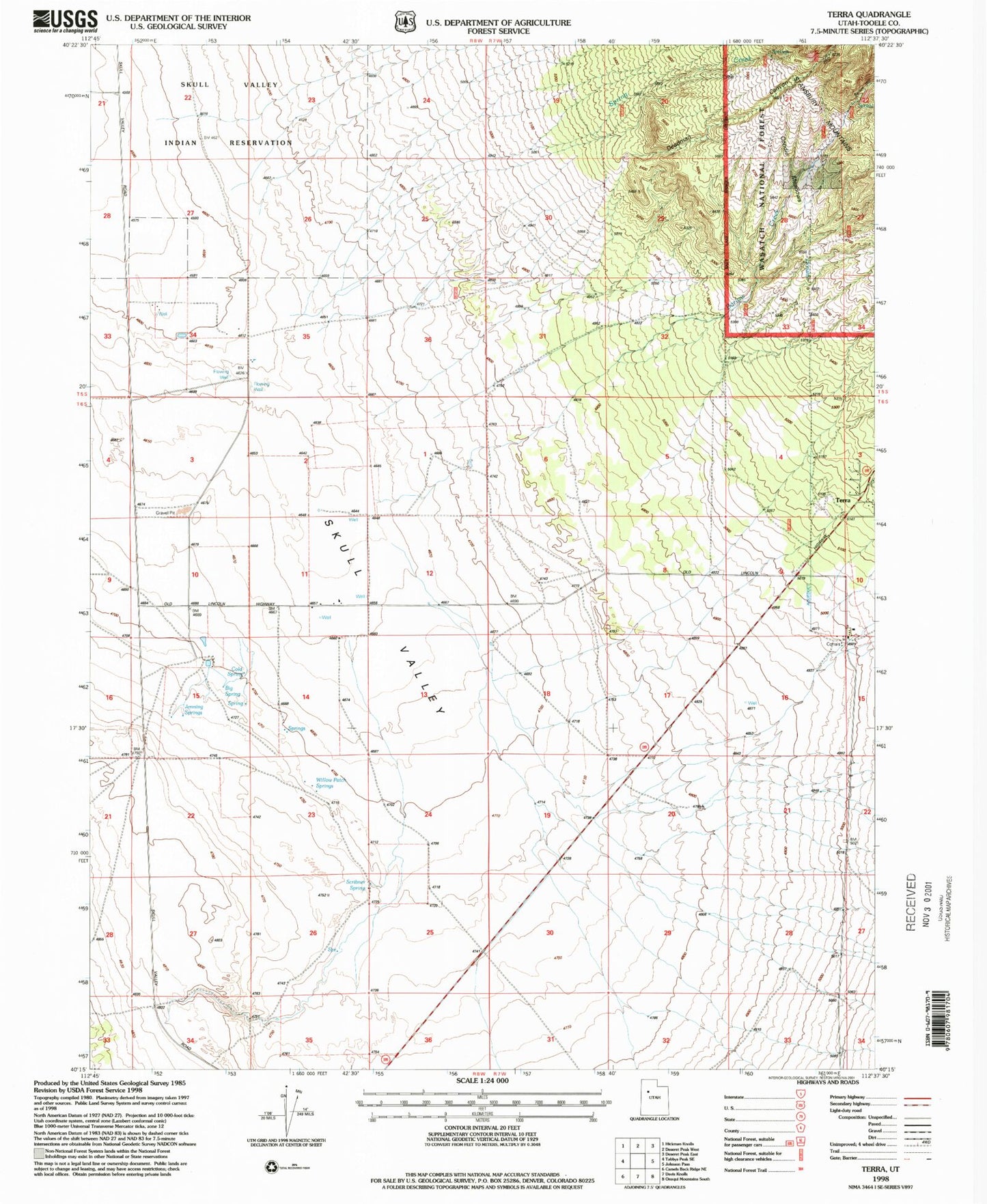 Classic USGS Terra Utah 7.5'x7.5' Topo Map Image