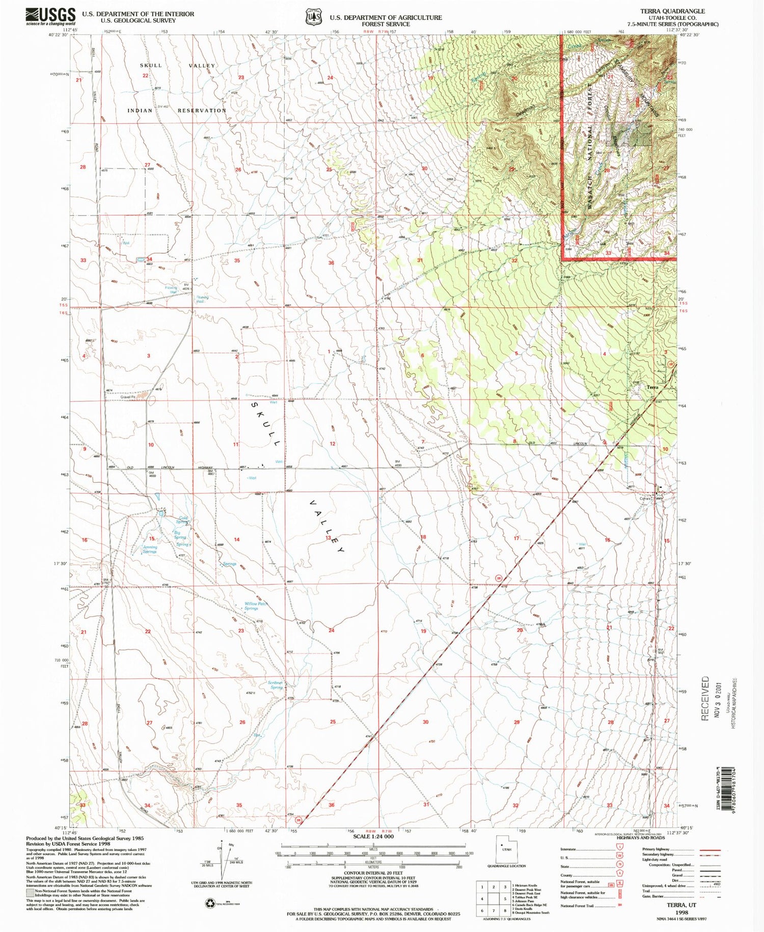 Classic USGS Terra Utah 7.5'x7.5' Topo Map Image