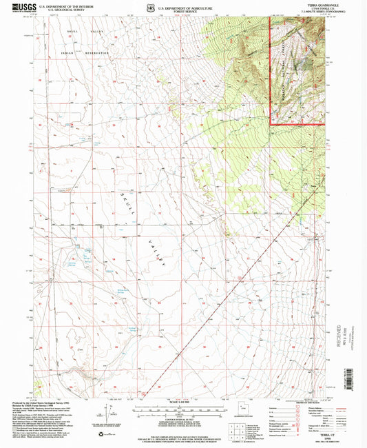 Classic USGS Terra Utah 7.5'x7.5' Topo Map Image