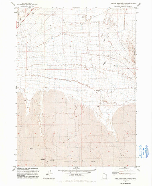 Classic USGS Terrace Mountain West Utah 7.5'x7.5' Topo Map Image