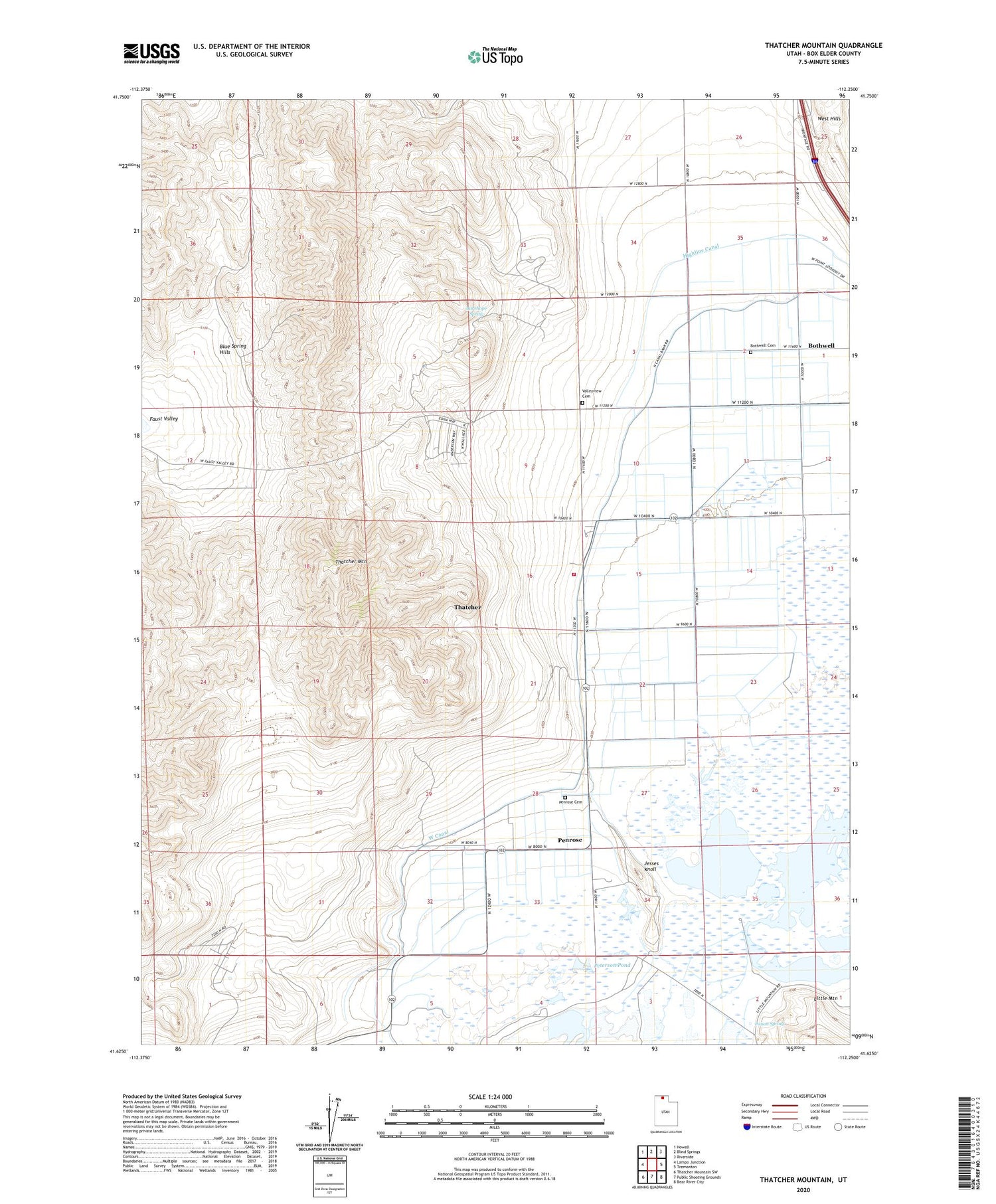 Thatcher Mountain Utah US Topo Map Image