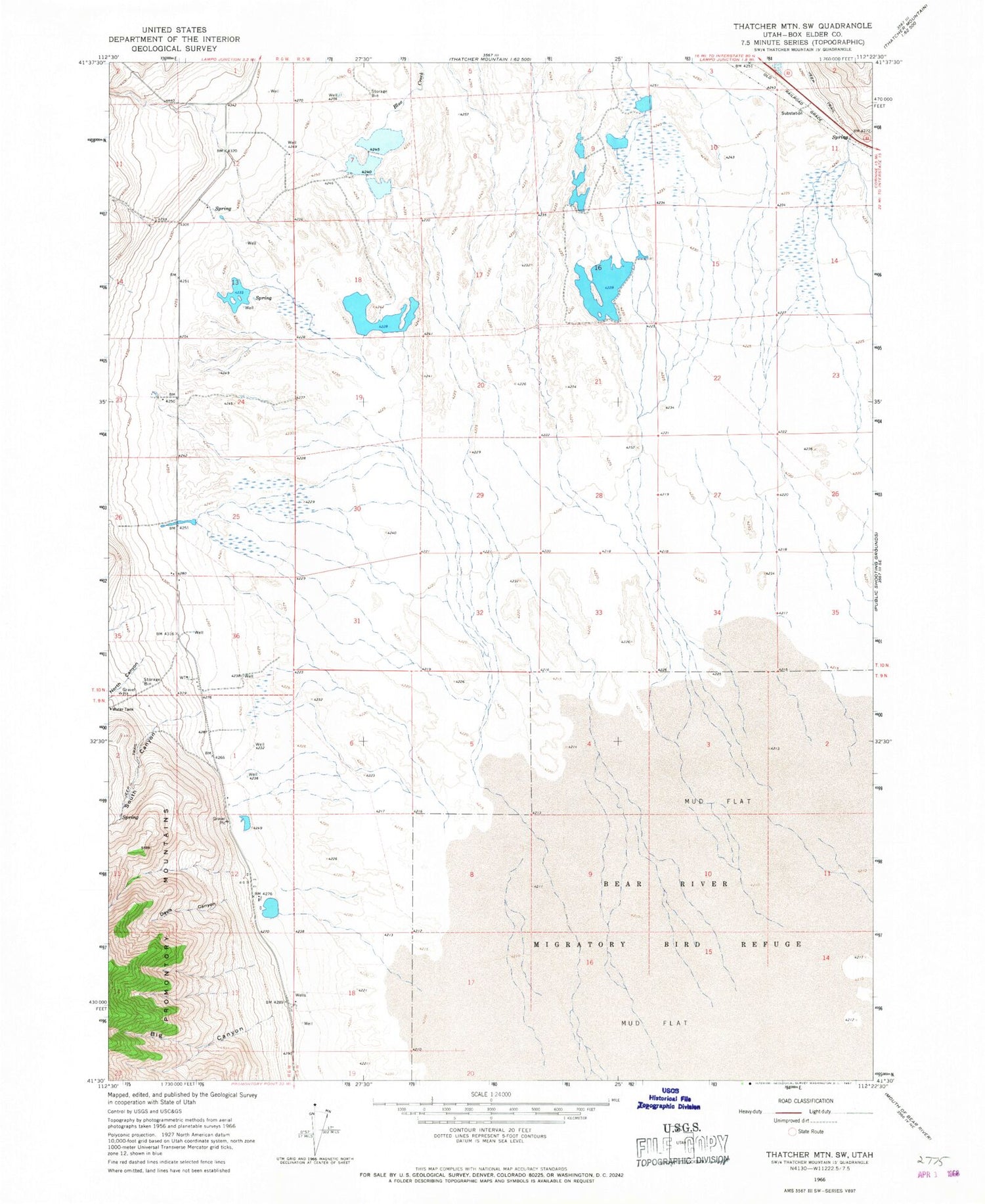 Classic USGS Thatcher Mountain SW Utah 7.5'x7.5' Topo Map Image