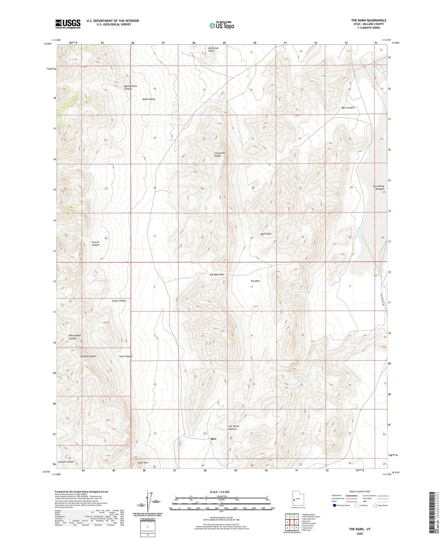 The Barn Utah US Topo Map Image