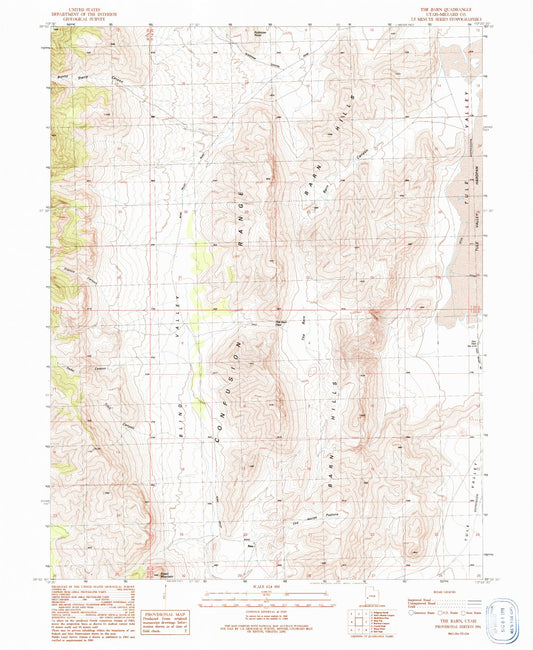 Classic USGS The Barn Utah 7.5'x7.5' Topo Map Image