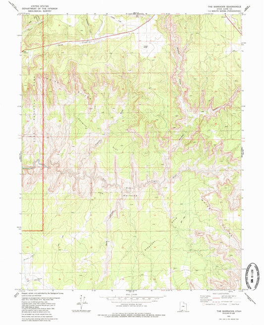 Classic USGS The Barracks Utah 7.5'x7.5' Topo Map Image