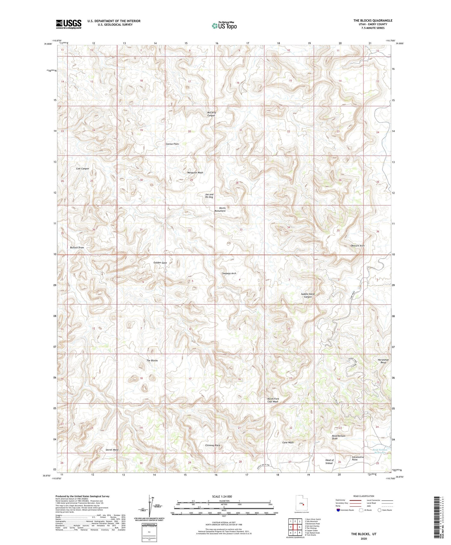 The Blocks Utah US Topo Map Image
