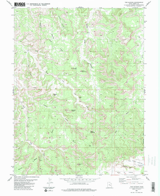 Classic USGS The Blocks Utah 7.5'x7.5' Topo Map Image