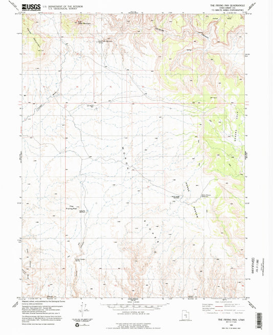Classic USGS The Frying Pan Utah 7.5'x7.5' Topo Map Image