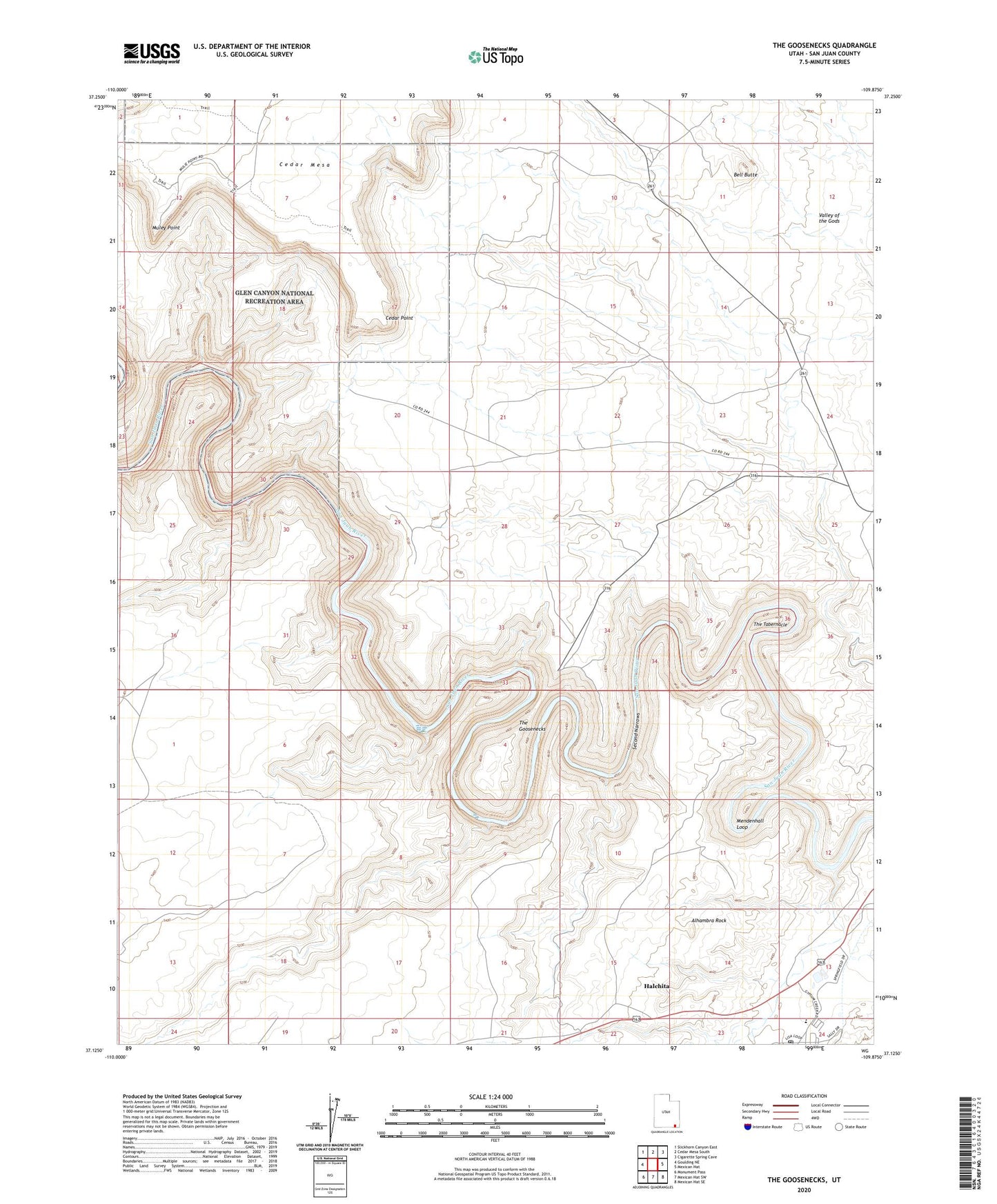 The Goosenecks Utah US Topo Map Image