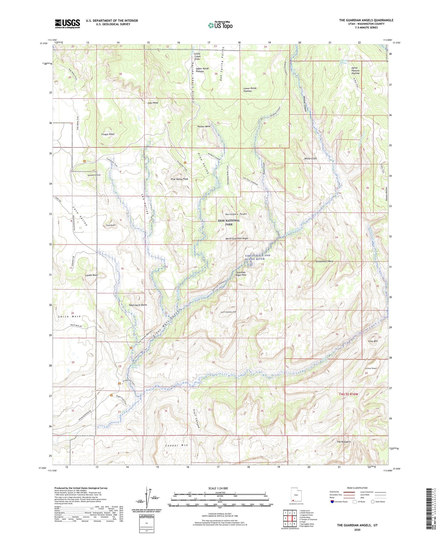 The Guardian Angels Utah US Topo Map Image