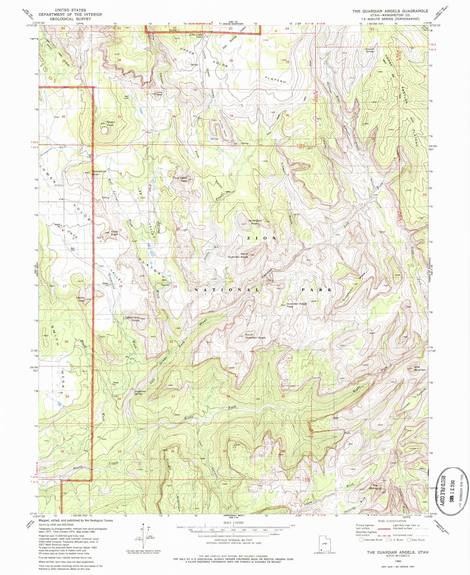 USGS Classic The Guardian Angels Utah 7.5'x7.5' Topo Map Image