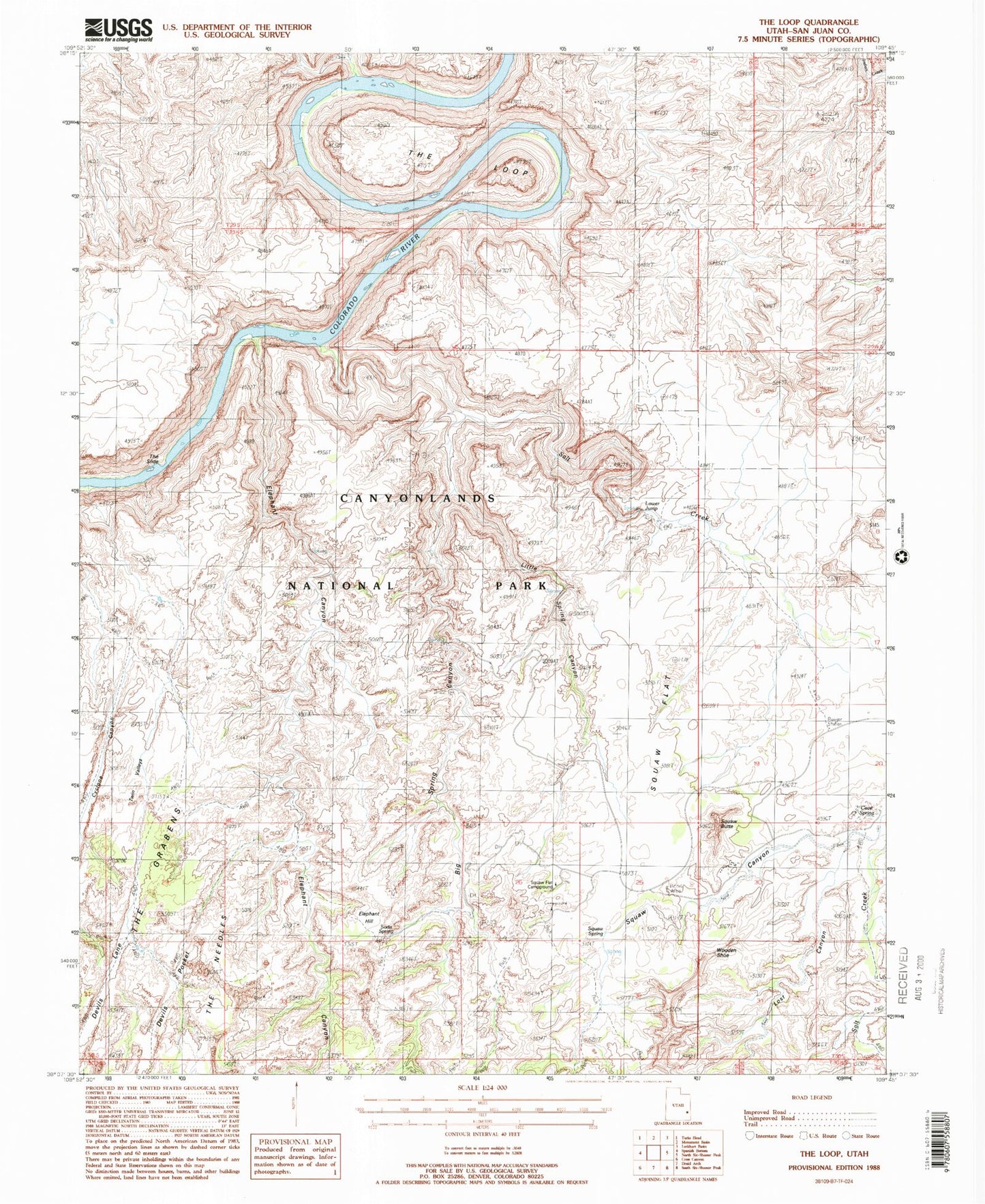 Classic USGS The Loop Utah 7.5'x7.5' Topo Map Image
