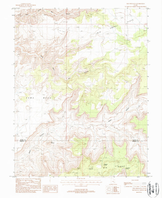 Classic USGS The Pinnacle Utah 7.5'x7.5' Topo Map Image