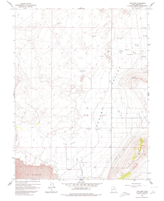 Classic USGS The Sink Utah 7.5'x7.5' Topo Map Image
