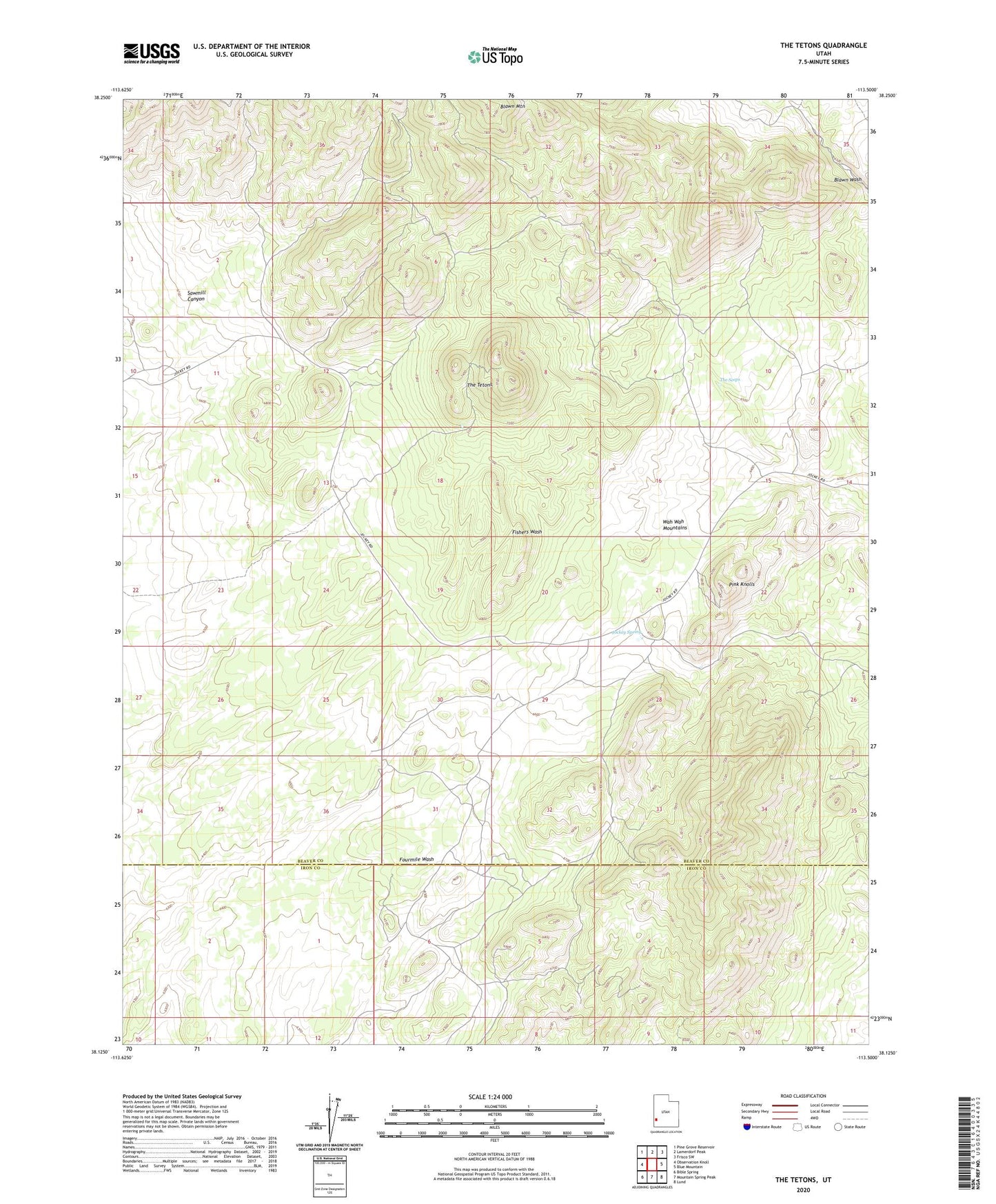 The Tetons Utah US Topo Map Image