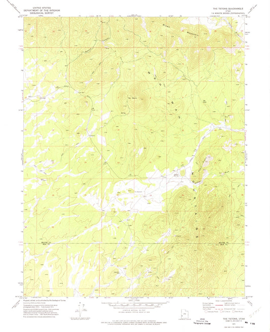 Classic USGS The Tetons Utah 7.5'x7.5' Topo Map Image