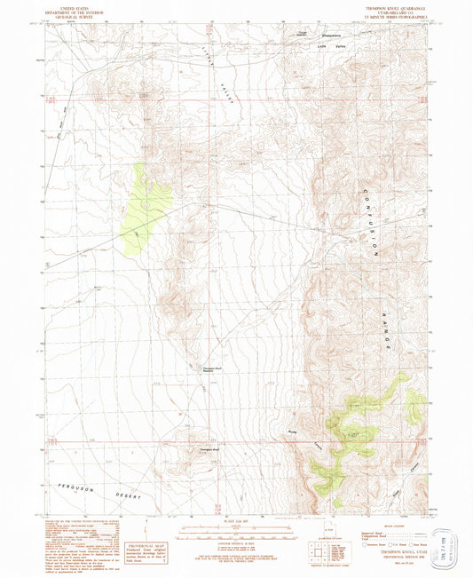 Classic USGS Thompson Knoll Utah 7.5'x7.5' Topo Map Image