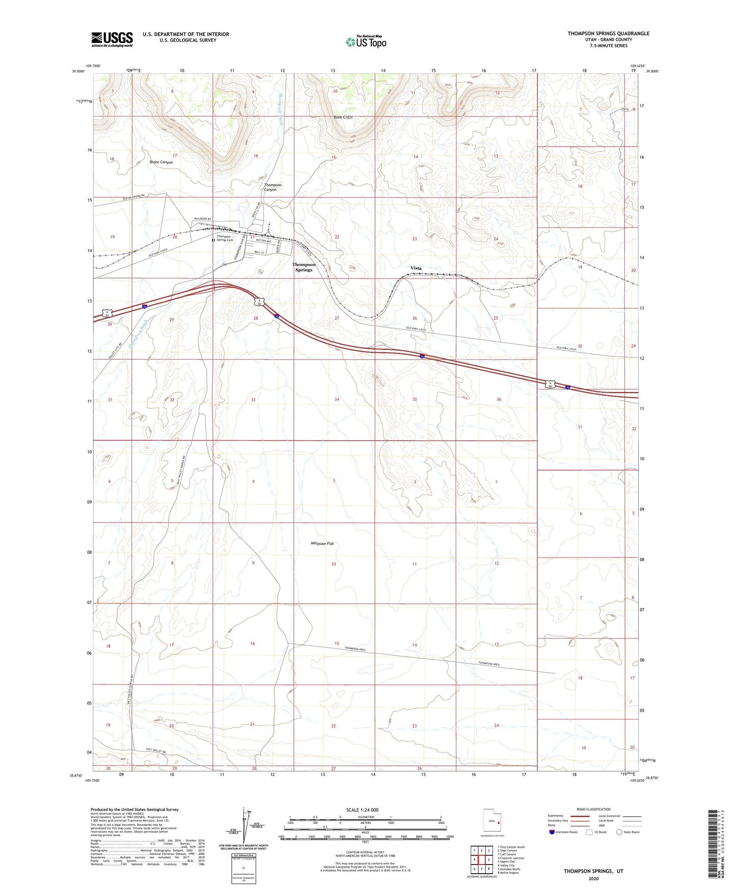 Thompson Springs Utah US Topo Map Image
