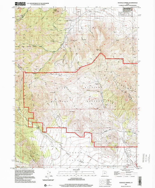 Classic USGS Tickville Spring Utah 7.5'x7.5' Topo Map Image