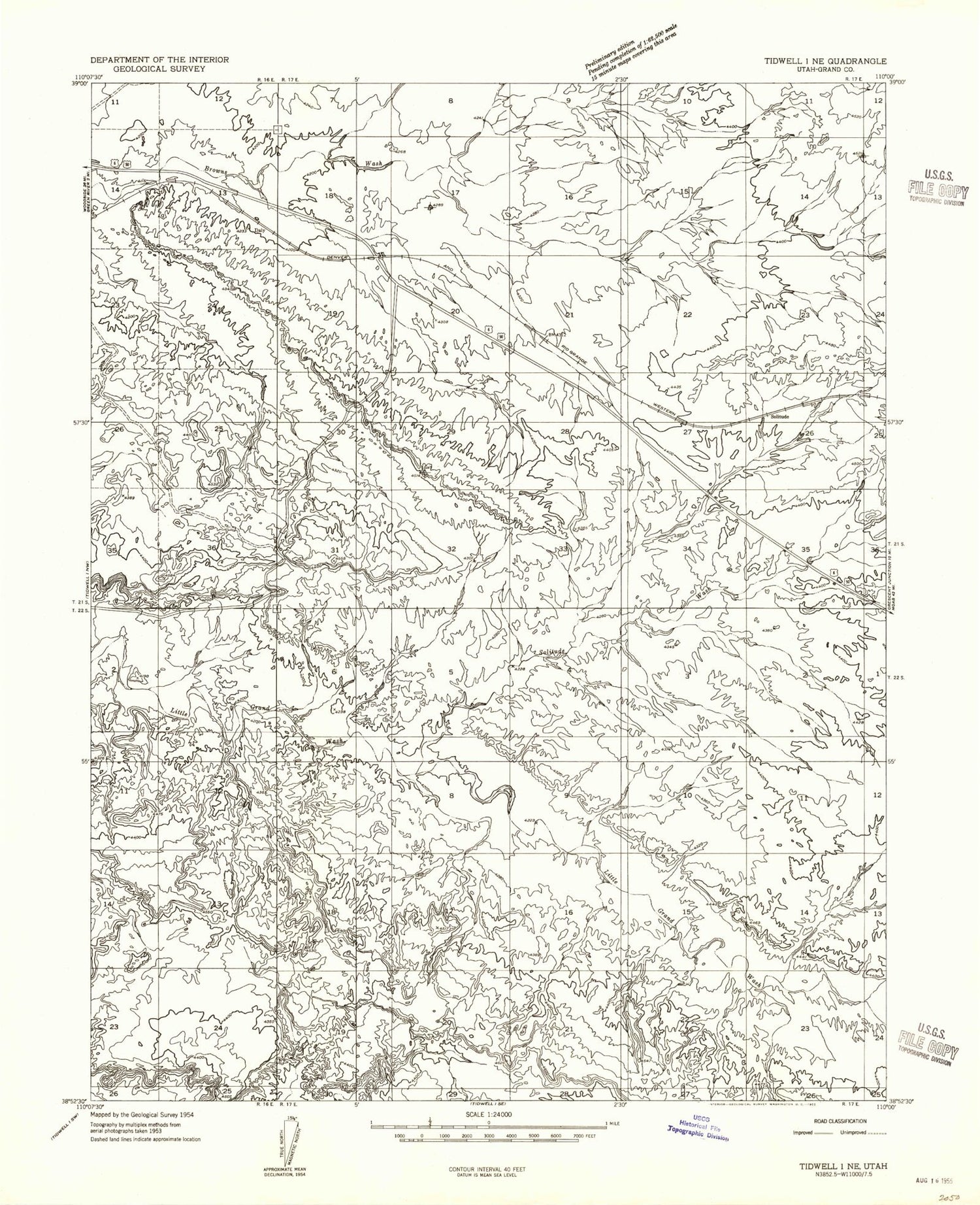 Classic USGS Green River NE Utah 7.5'x7.5' Topo Map Image
