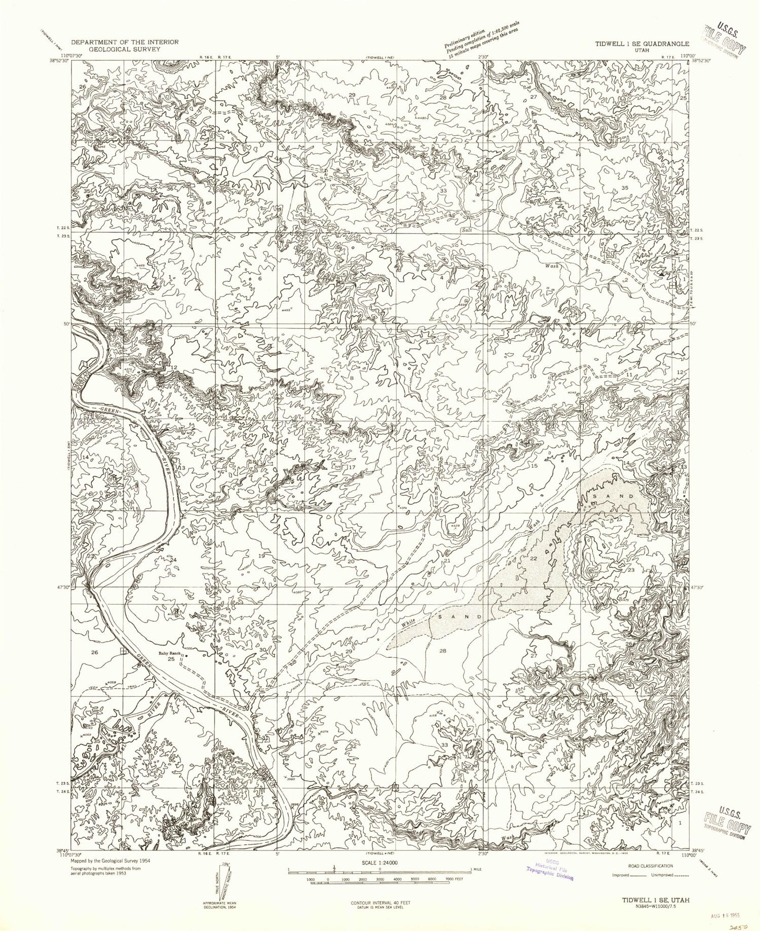 Classic USGS Green River SE Utah 7.5'x7.5' Topo Map Image