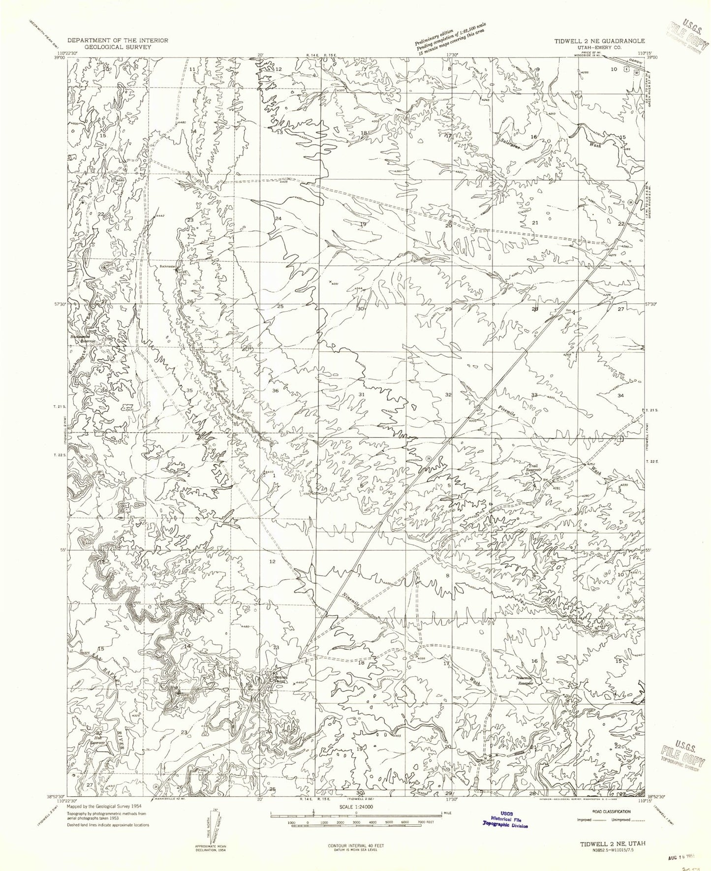 Classic USGS Jessies Twist Utah 7.5'x7.5' Topo Map Image