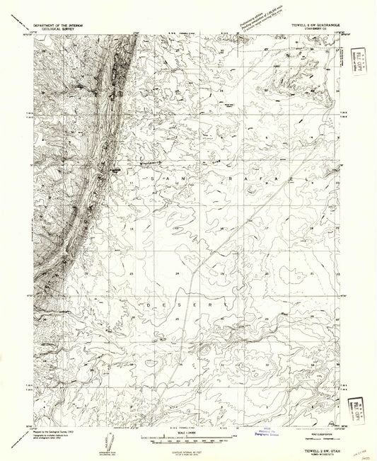 Classic USGS Greasewood Draw Utah 7.5'x7.5' Topo Map Image