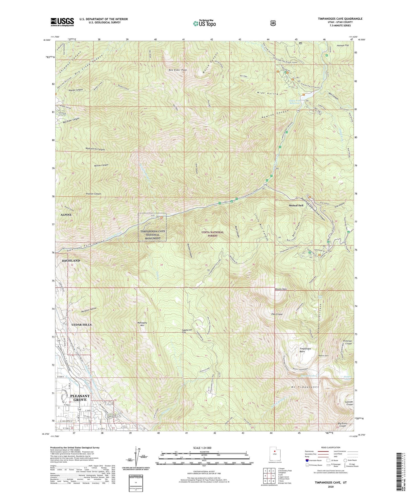 Timpanogos Cave Utah US Topo Map Image