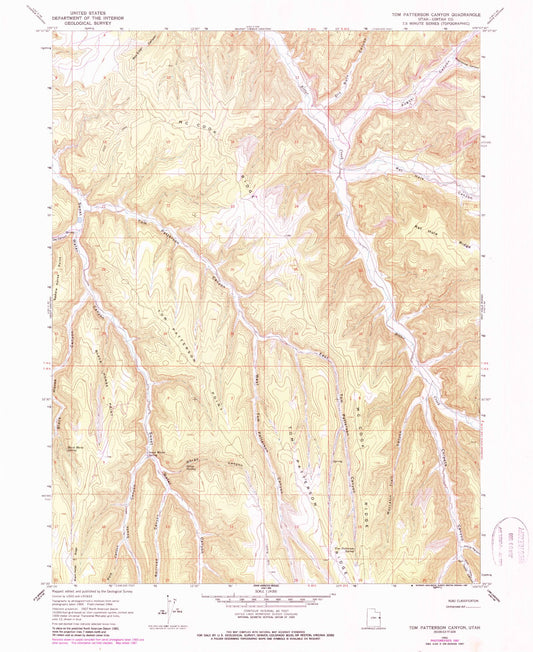 Classic USGS Tom Patterson Canyon Utah 7.5'x7.5' Topo Map Image