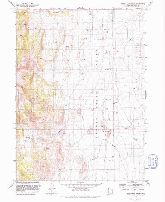 Classic USGS Toms Cabin Spring Utah 7.5'x7.5' Topo Map Image