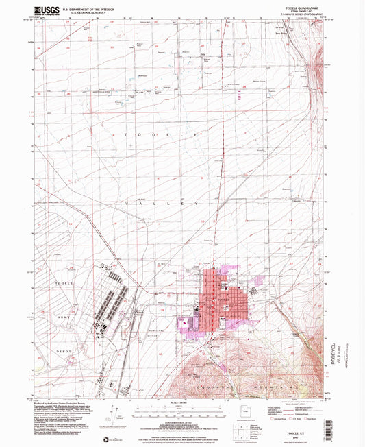 Classic USGS Tooele Utah 7.5'x7.5' Topo Map Image