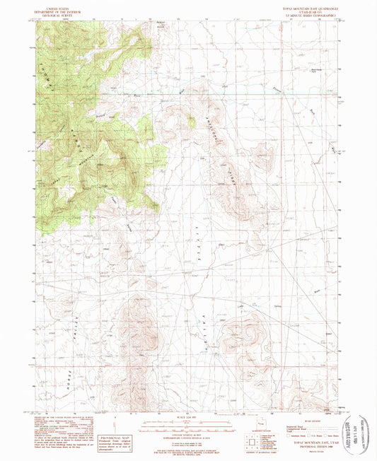 Classic USGS Topaz Mountain East Utah 7.5'x7.5' Topo Map Image