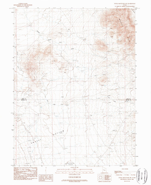 Classic USGS Topaz Mountain SW Utah 7.5'x7.5' Topo Map Image