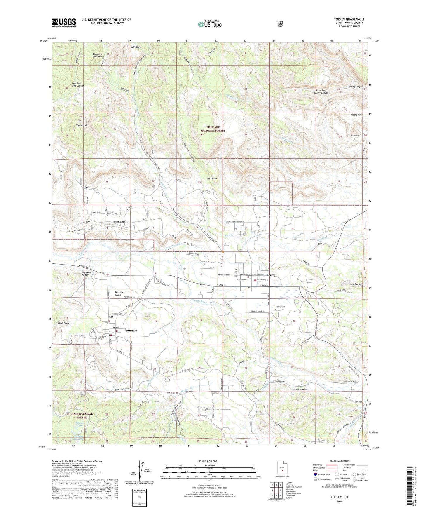 Torrey Utah US Topo Map Image