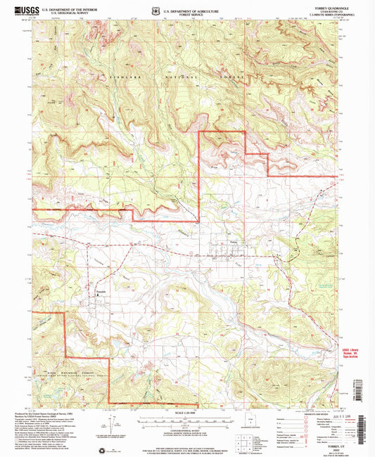 Classic USGS Torrey Utah 7.5'x7.5' Topo Map Image