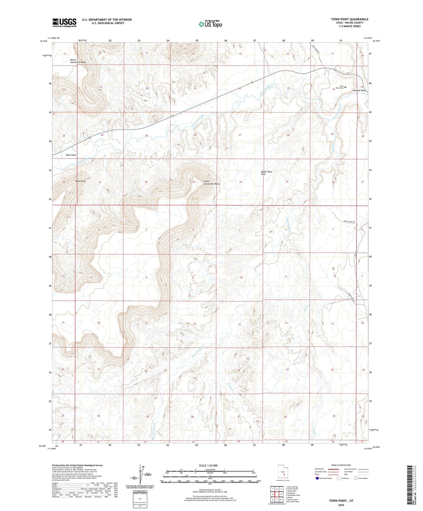 Town Point Utah US Topo Map Image