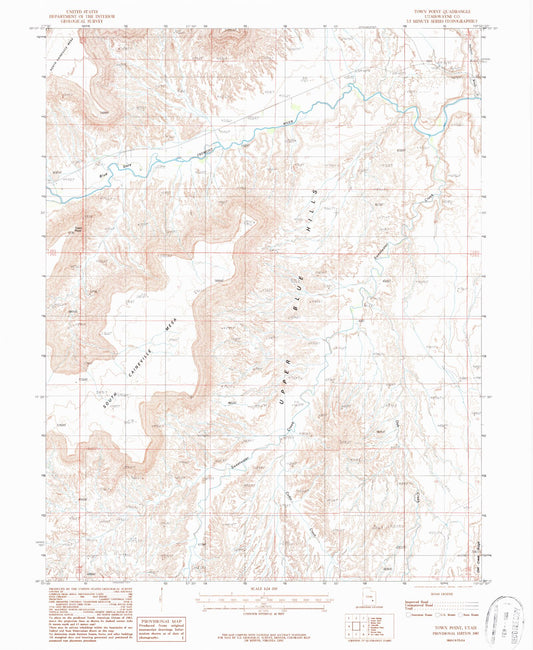 Classic USGS Town Point Utah 7.5'x7.5' Topo Map Image