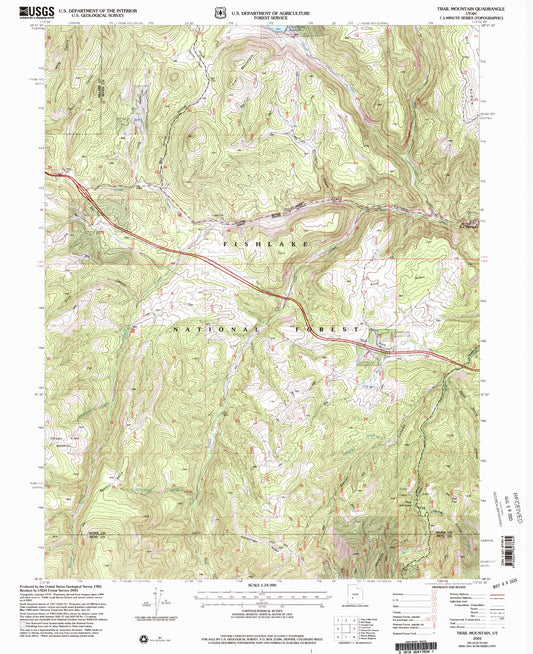Classic USGS Trail Mountain Utah 7.5'x7.5' Topo Map Image