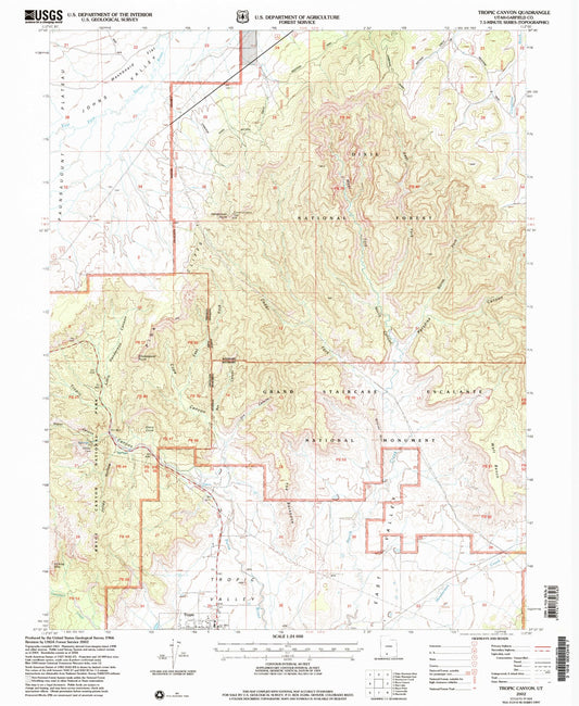Classic USGS Tropic Canyon Utah 7.5'x7.5' Topo Map Image
