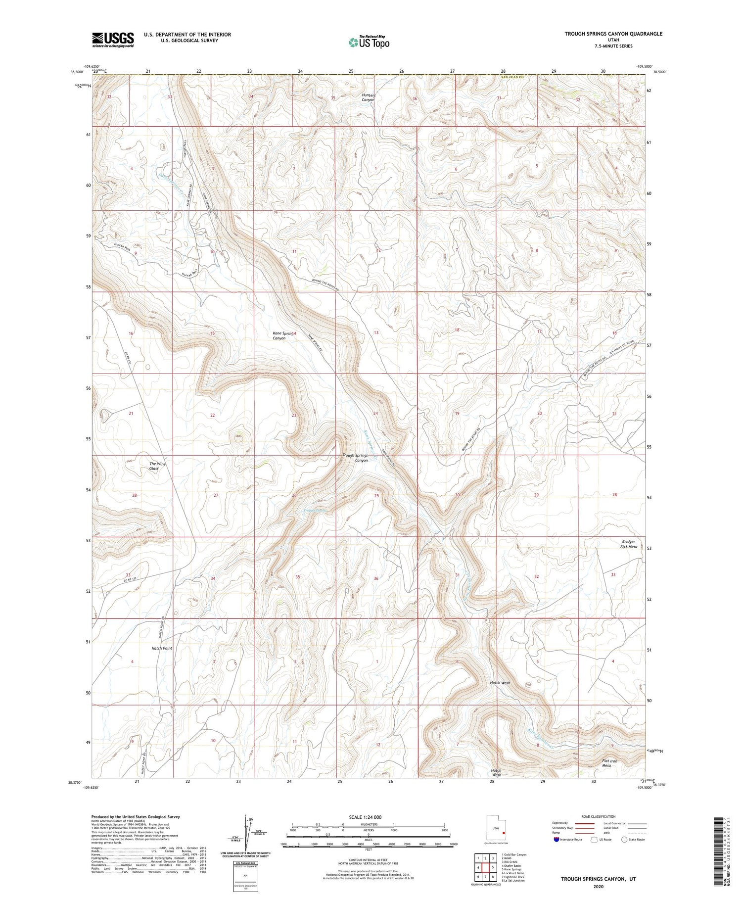 Trough Springs Canyon Utah US Topo Map Image