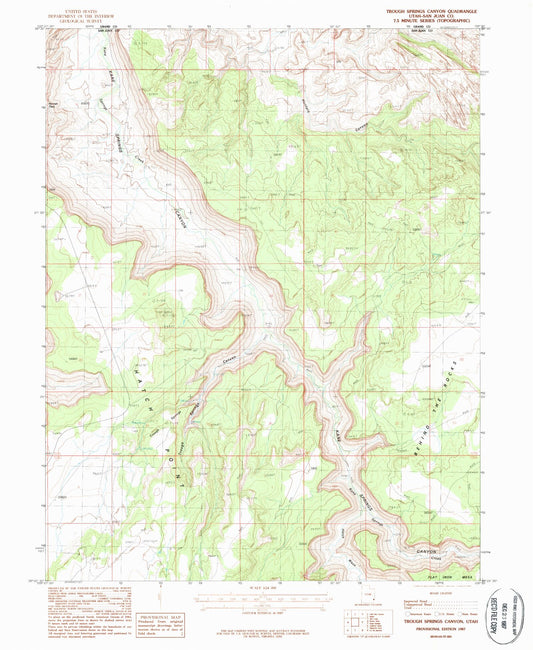 Classic USGS Trough Springs Canyon Utah 7.5'x7.5' Topo Map Image