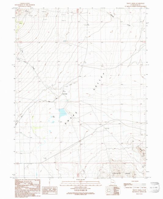 Classic USGS Trout Creek Utah 7.5'x7.5' Topo Map Image