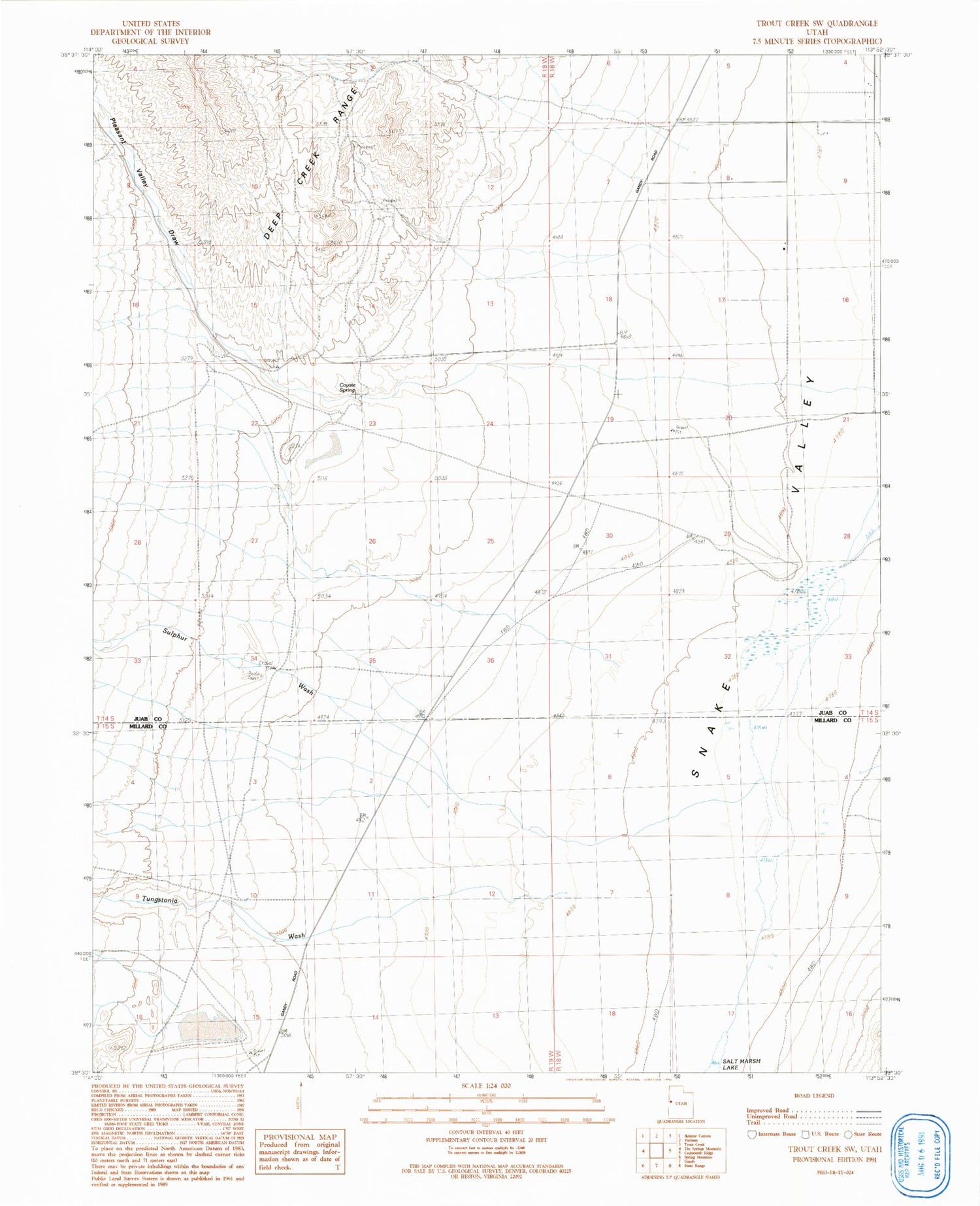 Classic USGS Trout Creek SW Utah 7.5'x7.5' Topo Map Image