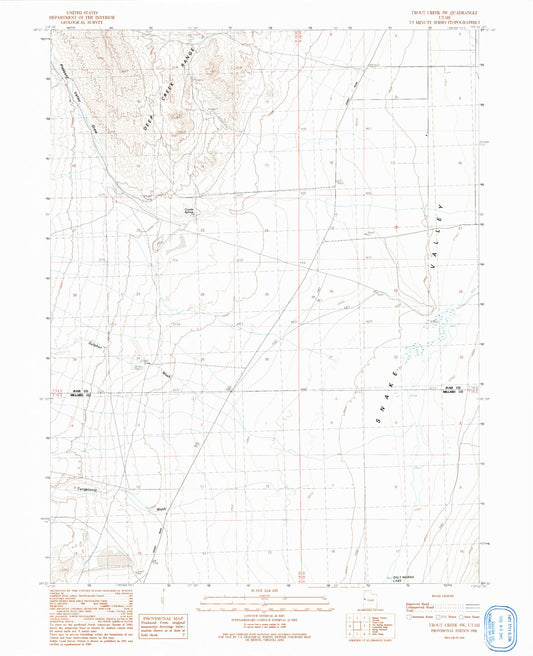 Classic USGS Trout Creek SW Utah 7.5'x7.5' Topo Map Image