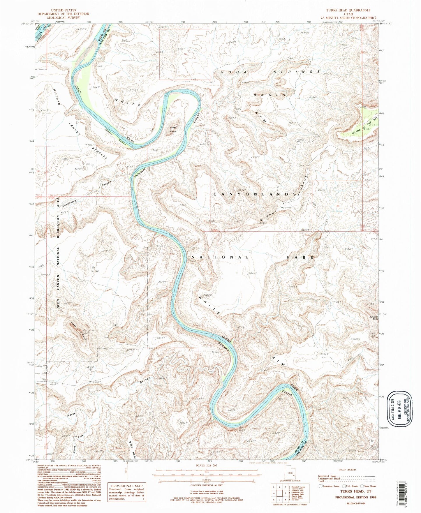 Classic USGS Turks Head Utah 7.5'x7.5' Topo Map Image
