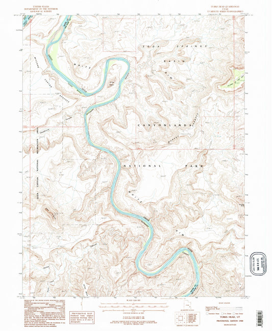Classic USGS Turks Head Utah 7.5'x7.5' Topo Map Image